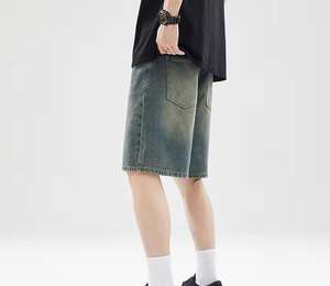 Shorts en jean amples vintage pour homme, style streetwear d'été, coupe décontractée, jorts tendance - Product Image 5