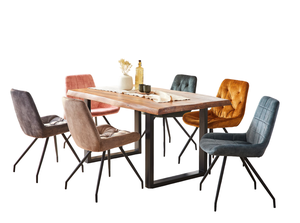 Mesa de Comedor Rectangular Industrial de Metal y Madera con Tablero de Madera de Acacia Sólida y Patas Plegables en Forma de U en Negro Mate para el Hogar y la Cocina - Product Image 4