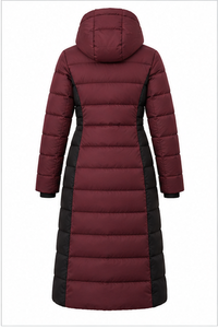 Abrigo Acolchado Personalizado para Mujer, Color Borgoña, con Capucha, Chaqueta de Invierno Acolchada, Ropa Exterior Cálida y Aislante, Proveedor OEM - Product Image 2