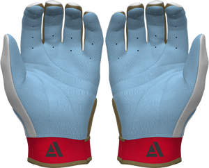 Guantes de béisbol de cuero de alta calidad, ligeros, duraderos, de cuero premium, antideslizantes, color azul cielo y blanco. - Product Image 2
