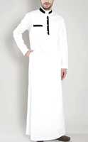 Thobe Jubbah islamique traditionnel pour hommes, conçu sur mesure, en polyester brodé de perles, extensible dans quatre directions, longueur cheville, pour musulmans