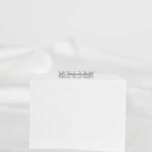 แหวนแต่งงานเพชรทรง Asscher แบบปลูกในห้องปฏิบัติการ ครึ่งวงนิรันดร์ สามารถซ้อนกับแหวนอื่นได้ เหมาะสำหรับเป็นของขวัญหมั้นสำหรับผู้หญิง เครื่องประดับชั้นดี - Product Image 1