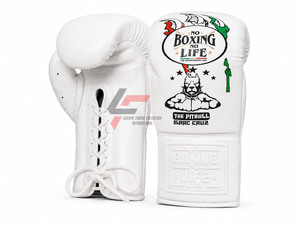 Derniers gants de boxe en cuir originaux, design unique Pit Bull, ligne Isaac Cruz Championship, No Boxing No Life, avec lacets. - Product Image 1