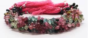 Perles de tourmaline naturelle multicolores facettées en forme de larme 4x6 MM, perles goutte de pierres précieuses multicolores, brin de 8 pouces, perles de tourmaline multicolores - Product Image 3