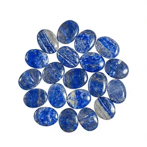 Pierre de méditation ovale en lapis-lazuli naturel, sculptée, polie, bleue, pierre de poche, pierre de méditation, vente en gros - Product Image 2
