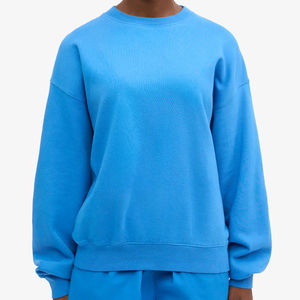 Sweat-shirt à col rond en coton uni brodé personnalisé en grande quantité pour femmes, pull en molleton, chemises OEM et ODM - Product Image 1