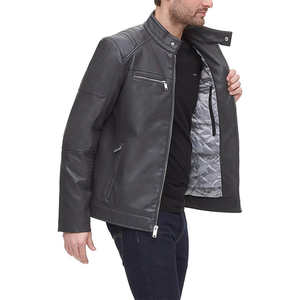 แฟชั่นฤดูหนาวล่าสุดสำหรับผู้ชาย แจ็คเก็ตหนังแท้ หนังแกะ คอตั้ง วัสดุพรีเมียม สีสั่งทำได้ ขายส่ง - Product Image 3