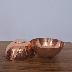 Tazón Redondo de Cobre para Mesa de Cocina, Diseño Grabado, Tazón para Mezclar, Utensilios de Cocina Elegantes, Tazón para Servir Frutas con Acabado Brillante - Product Image 4