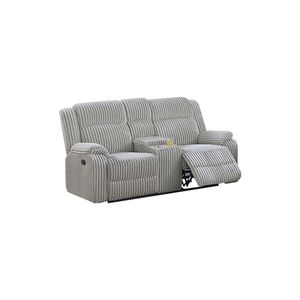 Divano Reclinabile a Due Posti in Tessuto Effetto Velluto, Colore Cenere, per Soggiorno - Product Image 6