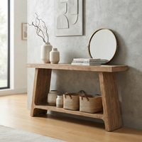 Console en bois massif, design rustique moderne, style teck naturel, meubles pour entrée, chambre, salle à manger, salon