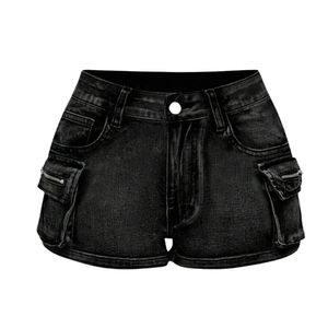 Custom Mens Distressed Ripped Sweat Shorts Black Washed Cotton Drawstrings <b>Elastic</b> <b>Waisted</b> Baggy Y2K Streetwear Loose Fit Shorts - Product Image 3