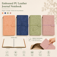 Cuaderno de Tapa Dura con Papel Floral Vintage A6, Cuaderno de Viaje Retro con Flores en Relieve, Bloc de Notas de Viaje con Bolsillo, Venta al por Mayor