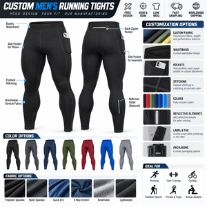 Pantalones de Compresión Deportivos Personalizados para Hombre con Bolsillos, de Alta Elasticidad y Secado Rápido, para Entrenamiento en Gimnasio, Fitness, Marca Privada OEM - Product Image 4