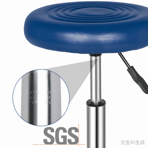 Sgabello da Salone Rotondo Blu con Linee Decorative, Girevole, per Bar - Product Image 6