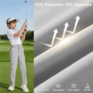 Pantalones de vestir grises claros para niños, de corte recto, tela tejida, uniformes escolares, pantalones de golf para niños - Product Image 5