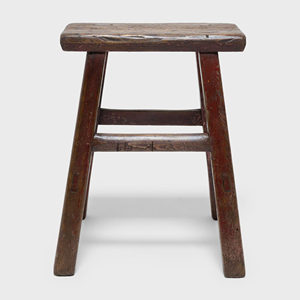 Antique Provincial Wooden <b>Stool</b> Rustic Pine <b>Seat</b> Traditional Farmhouse Furniture Vintage Red Finish - Product Image 1