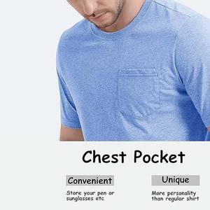 Camisetas de Hombre con Cuello Redondo, Manga Corta, Poliéster/Algodón, Ligeras, Suaves, Corte Regular, Ropa de Calle de Verano, Transpirables, Lisas - Product Image 4