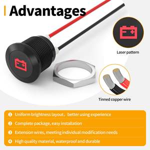 12V <b>LED</b> Indicator <b>Light</b> 12mm Waterproof Metal With <b>Wire</b> Lead For Car Motorcycle Panel Modification - Product Image 5
