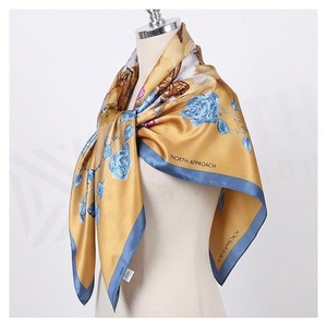NORTH APPROACH Women's Square <b>Silk</b> Scarf Floral Print Elegant Multi-Functional Fashion Accessory All Seasons - Product Image 3