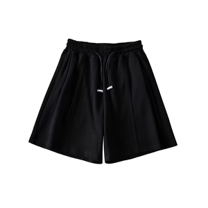 Women's <b>Black</b> Loose Knitted Shorts Elastic Waist Breathable Casual Mid Rise Solid Color Short Skirts - Product Image 1