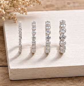 Bague empilable en or massif 10k 14k 18k avec diamants de laboratoire taille ronde couleur E clarté VS certifiés IGI - Product Image 5
