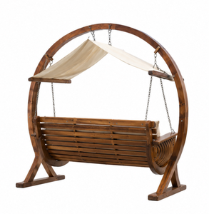 Sillón Colgante de Lujo de Madera de Teca Sólida para Exteriores con Toldo, Sofá Colgante Moderno para Jardín, Patio, Balcón, Villa o Resort - Product Image 4