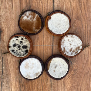 Véritable cuir de vachette porte-monnaie élégant pochette portefeuille sac à main en cuir de forme ronde Style occidental unisexe pochette à monnaie - Product Image 4