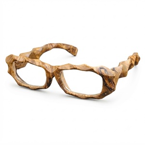 Square Wooden <b>Sunglasses</b> For Men Women Custom Logo <b>Oversized</b> Flat Top Two-Tone Mismatched Lens Eco-Friendly Wood Frame Eyeglass - Product Image 3