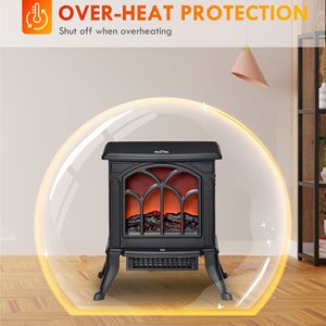 Caminetto Elettrico Realistico Autoportante con Cornice 750W/1500W Nero - Product Image 6