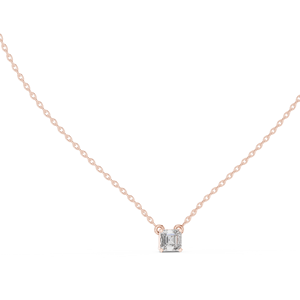 Collar con Colgante de Diamante Cultivado en Laboratorio con Corte Asscher, Chapado en Oro Rosa, Regalo de Compromiso o Boda para Mujer, 0.50 Quilates, Día de San Valentín - Product Image 1