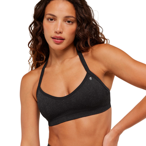 Soutien-gorge de sport personnalisé pour femme, gris anthracite, col halter, en nylon et élasthanne, haut de yoga respirant pour la gym et l'entraînement - Product Image 6