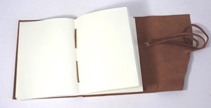 Handmade Antique-Looking Light Brown Recycled Cotton Paper <b>Journal</b> Hand Bound With Oil Crunch Buffalo Leather For <b>Writing</b> - Product Image 4