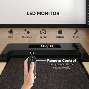 2.5HP Wood Under Desk Treadmill with LED Display Remote Control Transport Wheels 2-in-1 <b>Walking</b> <b>Pad</b> for Home Gym or Office - Product Image 4