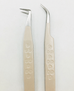 HARRAR Ensemble de pinces à épiler professionnelles pour extensions de cils en acier inoxydable avec manche perlé, 2 pièces, outils de beauté de précision, 13 cm, pointe lisse - Product Image 6