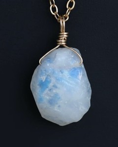 Moonstone Raw Wire <b>Wrap</b> Pendant Necklace Boho Spiritual Crystal Jewelry Healing Energy Stone <b>Gift</b> for Women Handmade Jewelry - Product Image 3