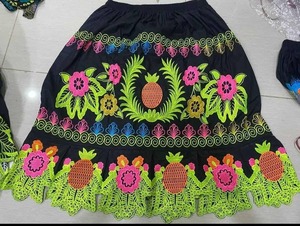 Women Black Purple Floral Embroidered <b>Skirt</b> Elastic Waist Decorative Lace Trim <b>Flared</b> Casual Fashion <b>Skirt</b> - Product Image 3