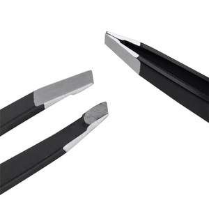 Latest Best Quality Slanted Tip Black Stainless Steel Eyebrow & Eyelash <b>Extension</b> Tweezers - Product Image 2