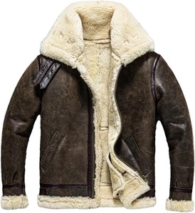 Blouson aviateur en cuir d'hiver haut de gamme avec col en fourrure luxueux, design respirant, coupe confortable et chaude, et service de personnalisation de marque - Product Image 1