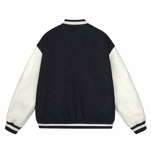 Veste de style universitaire unisexe gris marine, style preppy, boutonnée sur le devant, en tricot de polyester et coton, pour l'automne - Product Image 2
