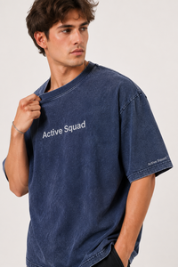 Camiseta Casual de Hombre Active Squad con Logotipo Frontal Transpirable, Cuello Alto, Corte Regular, Poliéster/Algodón, Venta al Por Mayor - Product Image 1