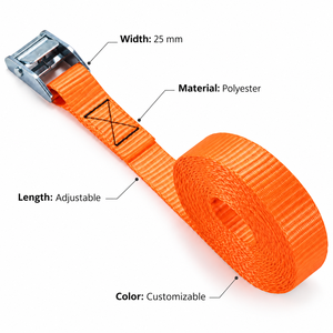 25mm Heavy Duty Polyester Cam Buckle Tie Down Strap 250kg with <b>S</b> <b>Hook</b> for Cargo Transport OEM Supplier - Product Image 4