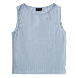 Camisetas sin Mangas al por Mayor de Alta Calidad para Mujer, Camisetas Cortas con Bordado Frontal Personalizado, Camisetas de Algodón y Spandex de Color Sólido - Product Image 6