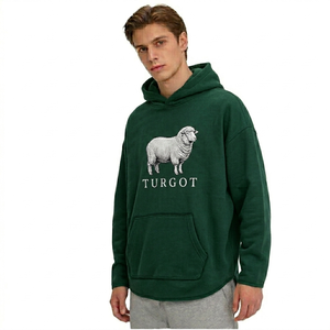 Sweat à capuche oversize 100 % coton avec logo personnalisé en strass, épaules tombantes, style streetwear, confortable, durable, tenue tendance - Product Image 4