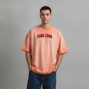 T-shirt streetwear personnalisé avec logo OEM, haute qualité, effet délavé, vintage, déchiré, effet soleil, 100% coton, pour homme - Product Image 1