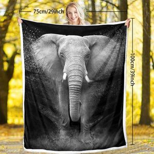 3D Elephant Printed 150x2 Sherpa Fleece Blanket Soft Cozy Fuzzy Black Galaxy Elephant Gifts for Women Adults for Couch Sofa Bed - Product Image 4