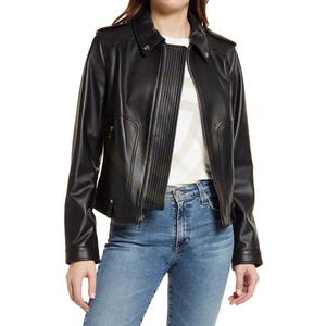 Chaqueta de cuero con cremallera y mangas largas en venta, cómoda, suave y cálida, chaquetas de cuero para mujer - Product Image 4