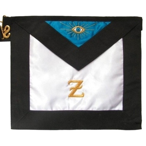 Mandil del Rito Escocés de 4.º Grado AASR Maestro Secreto Blanco con Satén Azul y Bordado Dorado, Regalia Masónica - Product Image 5