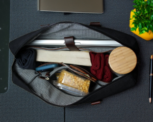 Sacoche pour ordinateur portable classique en toile, couleur noire, bicolore, durable, sac de bureau professionnel avec poignées en cuir et bandoulière - Product Image 2