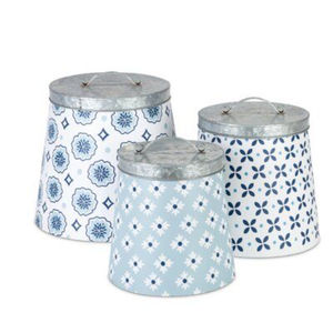 Boîte de rangement décorative en métal galvanisé avec couvercle pour sucre, thé et café, idéale pour la cuisine et la table. - Product Image 1