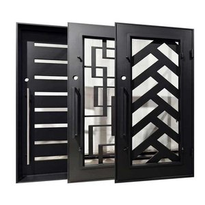 Wrought iron main door; rust-resistant powder-coated finish; easy to install; exquisite glass detailing;suitable for outdoor use - Product Image 4